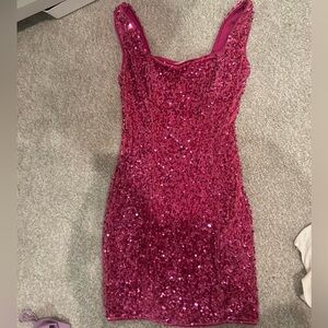12th Tribe Pink Sparkly Mini Dress